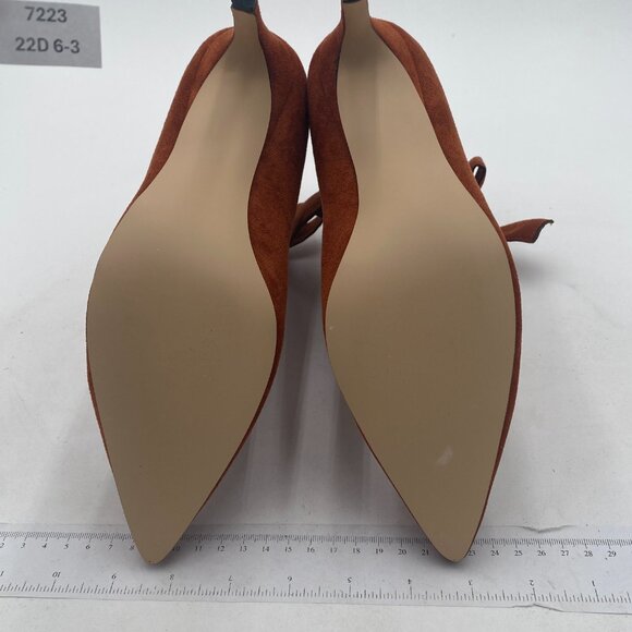 XYD Brown Pointy Toe Ankle Booties Dress Mid Heels Graceful Cute Bow Boot - Picture 7 of 8